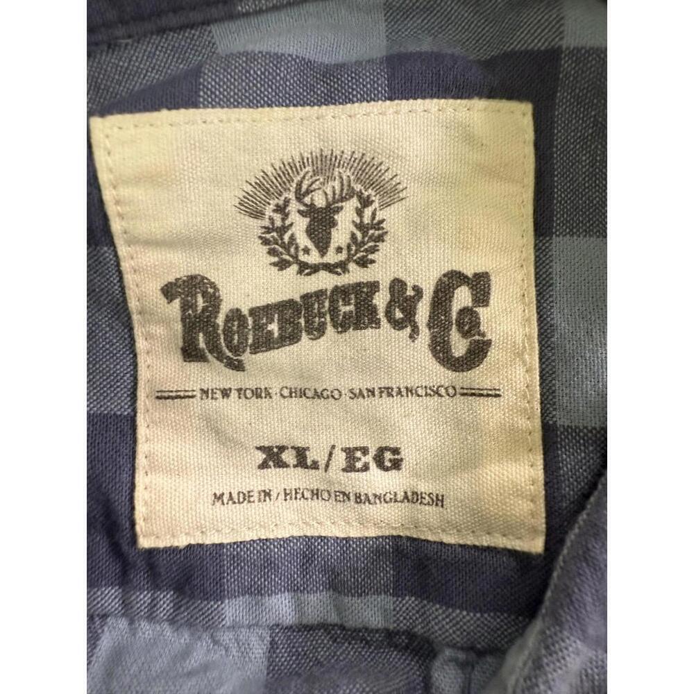 Roebuck & Co Shirt Mens XL Blue Plaid Long Sleeve Button Down Collared Pocket - Picture 4 of 6